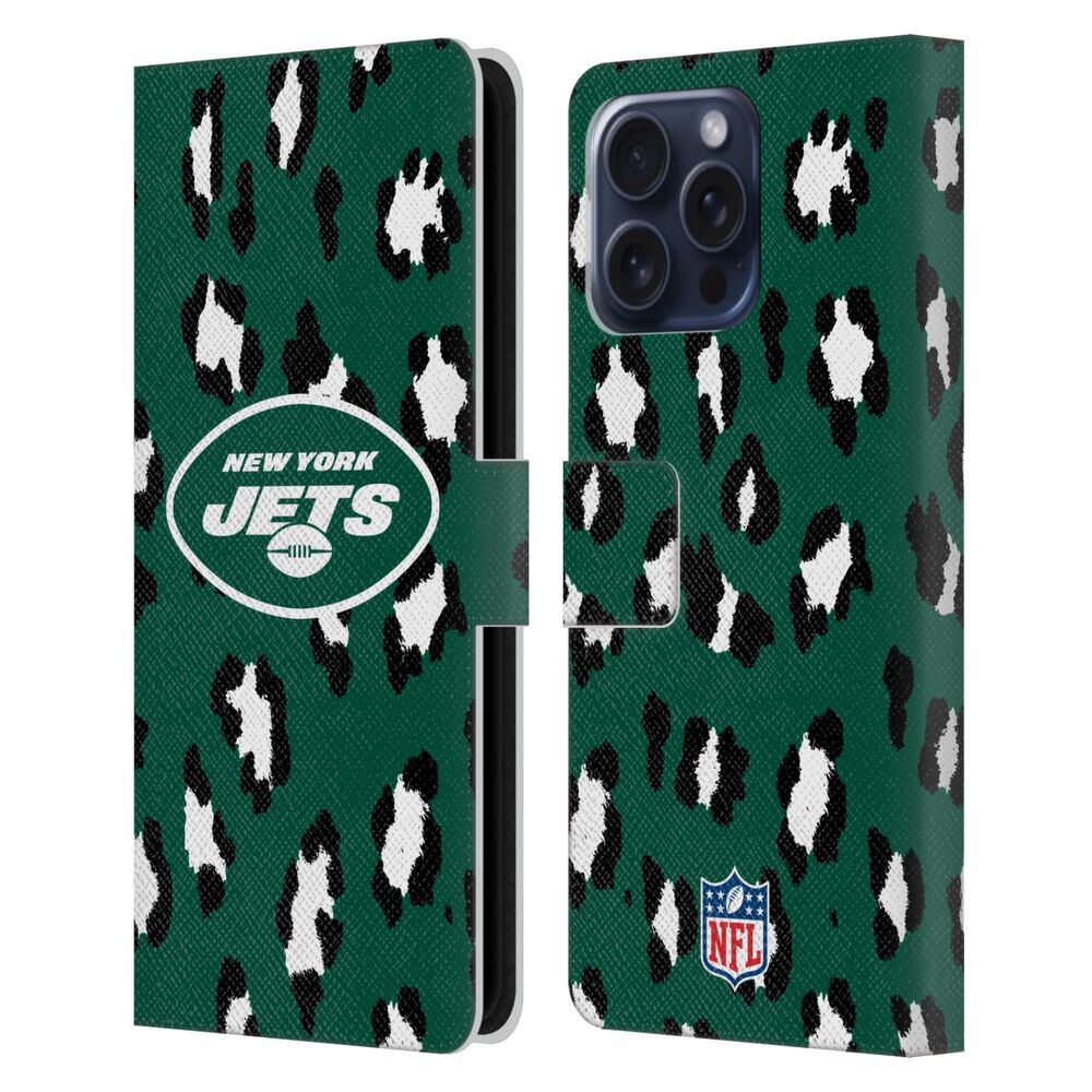 NEW YORK JETS(NFL) ニューヨークジェッツ ニューヨークジェッツ - Leopard Animal Print レザー手帳型 / Apple iPhoneケース 【公式 / オフィシャル】
